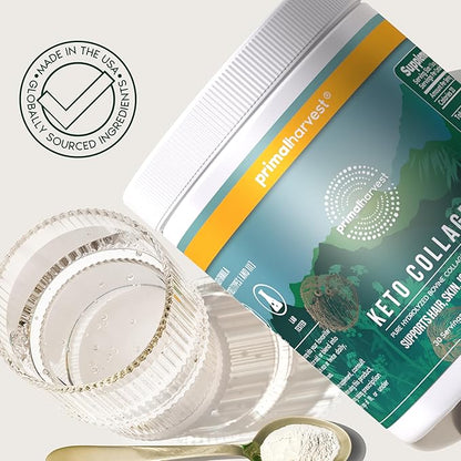 Primal Harvest Keto Collagen Powder with MCT Oil Hydrolyzed Collagen Peptides 10 oz Unflavored Paleo & Keto Friendly Protein Supplement