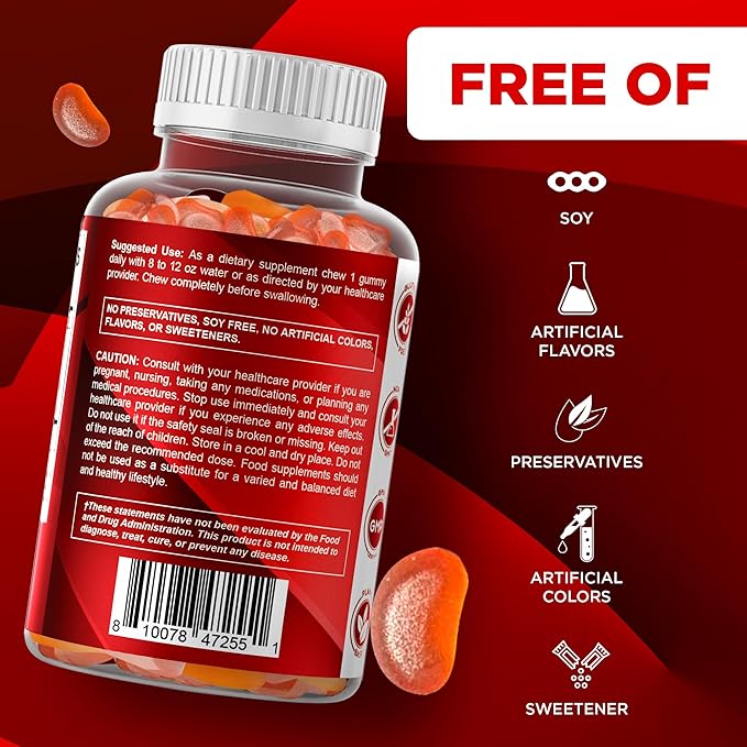 Vitamatic Sugar Free Vitamin A 25000 IU Gummies (Retinyl Palmitate) - Natural Strawberry Flavor - 120 Pectin Based Gummies (1 Bottle)