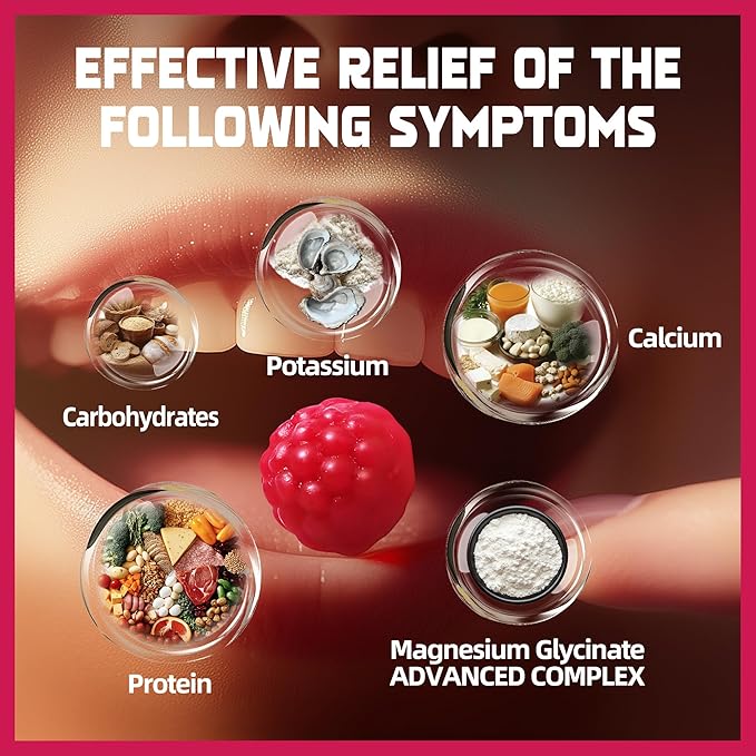 Magnesium Glycinate Gummies - Sugar Free Magnesium Potassium Supplement with Vitamin D, B6, CoQ10 for Calm Mood & Sleep Support - 120 Raspberry Chews