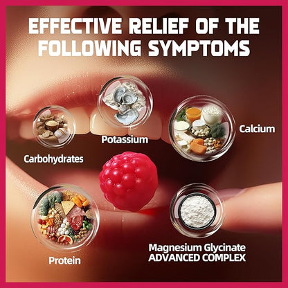 Magnesium Glycinate Gummies - Sugar Free Magnesium Potassium Supplement with Vitamin D, B6, CoQ10 for Calm Mood & Sleep Support - 120 Raspberry Chews