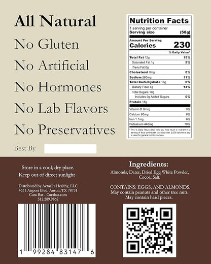 CuraBar Protein Bars – 17g Protein, Low Carb, Gluten Free, Dairy Free, Healthy Snack, Seed Oil Free, No Artificial Ingredients, 12 Count, Chocolate Sea Salt