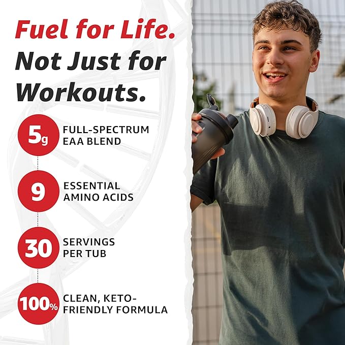 10X Health Amino Acids - 30 Servings of EAA & BCAA Powder, Pre Workout BCAA with Essential Amino Acids Supplement - BCAAs & EAAs for Longevity, Muscle Support, Strength, Energy - Tropical Orange