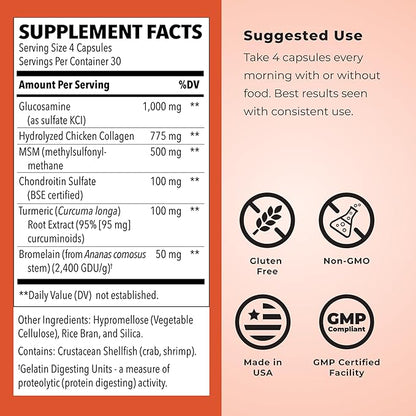 LifeSeasons Mobili-T - Joint Support Supplement - Reduces Aches & Discomforts - Increase Range of Motion - Rebuild Tissue & Cartilage - MSM Chondroitin Collagen Glucosamine & Turmeric - 120 Capsules