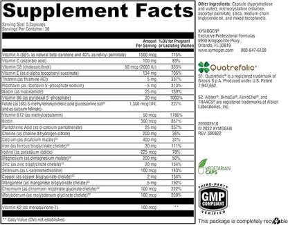 XYMOGEN Prenatal Essentials - Prenatal Vitamins + Mineral Support - Pre Natal Multivitamin with Bioactive Folate Methyl (5-MTHF) + Gentle Minerals to Promote Optimal Absorption (150 Capsules)
