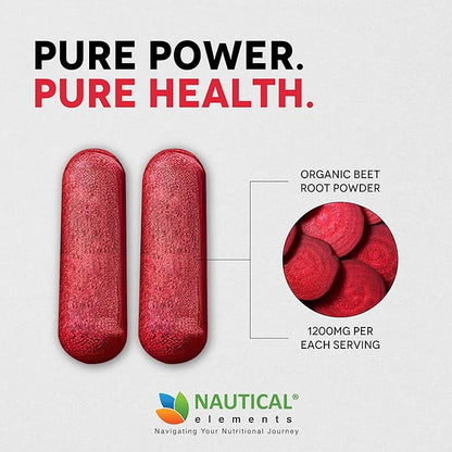 Beet Root Capsules - 1200mg Per Serving - 200 Beet Root Powder Capsules - Beetroot Powder Supports Blood Pressure, Athletic Performance, Digestive, Immune System (Pure, Non-GMO & Gluten Free