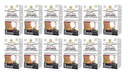 Hyleys Slim Tea Blackberry Flavor - Weight Loss Herbal Supplement Cleanse and Detox - 25 Tea Bags (12 Pack)