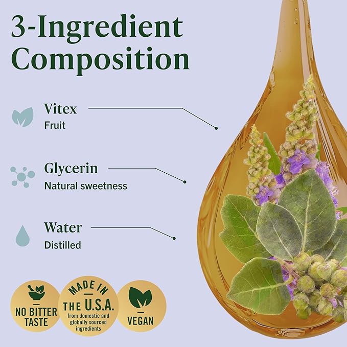 HERBAMAMA Vitex Chasteberry Supplement for Women - Natural Menopause Support* with Vitex Berry Tincture - Chaste Tree Berry Drops for Hormonal Balance & Cycle Support* - 42-Day Supply