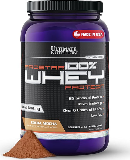 Ultimate Nutrition Prostar Whey Protein Powder Isolate, Gourmet Cocoa Mocha - Low Carb, High Protein Powder Shake for Muscle Gain & Recovery - Low Sodium, Low-Fat & Keto Friendly - 2 lbs Tub