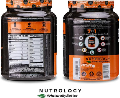 Nutrology TRIPACT Protein Powder - 7-in-1 Meal Replacement Shake with Grass Fed Whey Protein Powder, Pea, Rice, Greens for Muscle Recovery & Immunity, Creamy Chocolate Flavor, 20 Servings