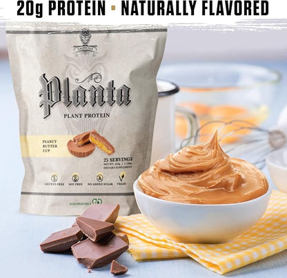 Ambrosia Planta - Plant-Based Protein Powder 20g | Dairy Free Vegan Protein Powder with BCAA Amino Acids | Keto-Friendly, No Added Sugar | 25 Servings | Peanut Butter Cup