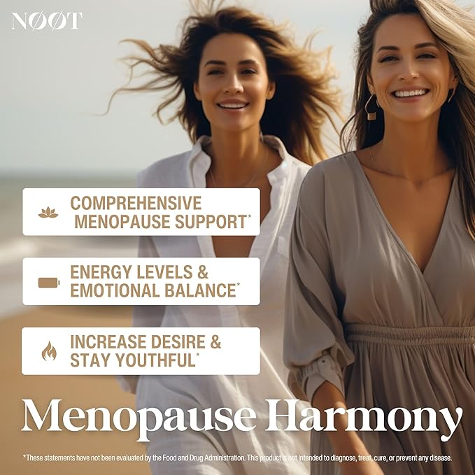 NOOT Menopause Harmony - Menopause Supplements for Women, Night Sweats & Hot Flash Relief, Hormone Balance for Women with Aguaje Fruit, Genistein and Vitex, Biohacking & Nootropics, 60 Capsules