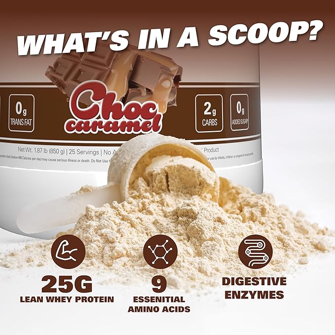 EHP Labs OxyWhey Whey Protein Isolate – 25g High Protein, Low Carb, Sugar Free Meal Replacement – Lean Whey Powder for Muscle Recovery – Non-GMO, Gluten Free – 25 Serves – Chocolate Caramel