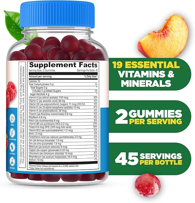 Lifeable Sugar Free Multivitamin for Men Gummies | with Iron and 18 Essential Vitamins and Minerals | Sugar Free Vitamins | 90 Gummies