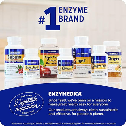 Enzymedica Digest Complete, Full-Range, Everyday Digestive Enzymes, Offers Fast-Acting Gas & Bloating Relief, 180 Capsules