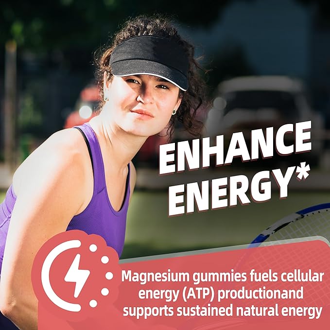 Magnesium Malate Gummies 1000mg | Magnesium Malate with L-Theanine, CoQ10 & Vitamin B6 | High Potency Stress Relief & Muscle Support | Non-GMO, Vegan, Gluten-Free | 60 Chewable