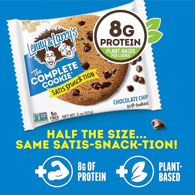 Lenny & Larry's Complete Protein Cookie, [Chocolate Chip], Chewy Soft Baked, 8g Plant Protein, Vegan, Non-GMO, High Fiber, [2 Ounce] Cookie (Pack of 12)