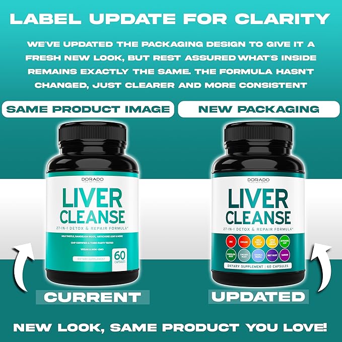 Liver Cleanse Detox & Repair 27 in 1 Formula - Milk Thistle, Dandelion Root, Turmeric, Artichoke Extract & More - Liver Detox Support Supplement - 3rd Party Tested, Vegan Safe & USA Made (60 Count)