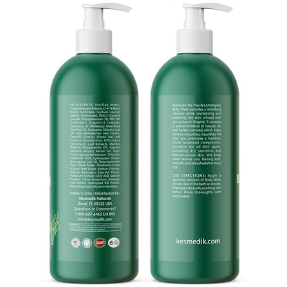 Tea Tree Lemongrass Body Wash MaxTherapy, Itchy Skin Relief, Antifungal Defense, Fights Body Odor, Soothes Jock Itch & Athlete's Foot, Intimate Wash, Men & Women, 2-Pack, Limited Edition