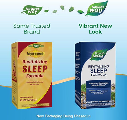 Nature's Way Revitalizing Sleep Formula, Promotes Restful Slumber*, With L-Theanine, Valerian Root Extract, and 5-HTP, 90 Capsules (Packaging May Vary)