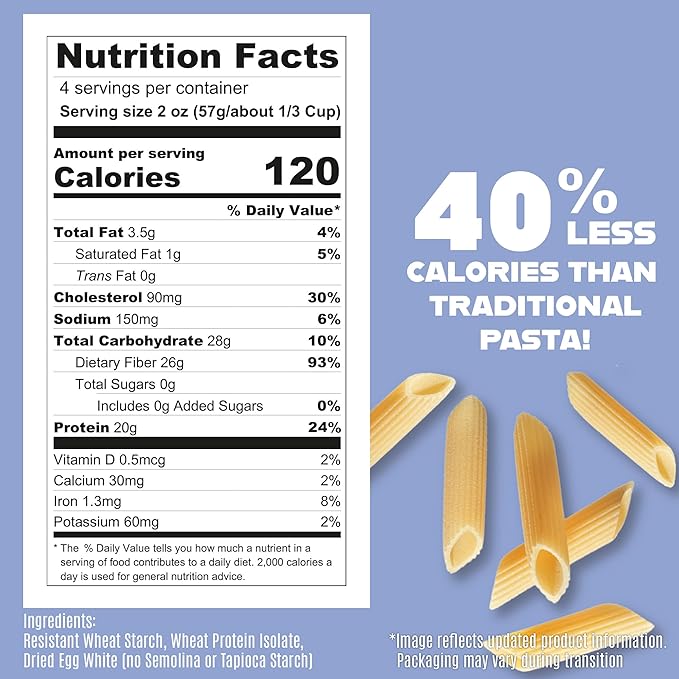 Care Free Kitchen Plain Penne 8oz (3 Pack) Keto Pasta Noodles, 20g High Protein, Low Carb 2g Net Carbs, 26g High Fiber