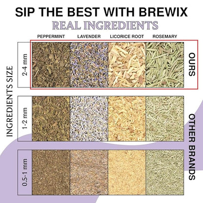 BREWIX, Lavender Mint (25 Pyramid Tea Bags) | Herbal, Caffeine Free, Lavender with Peppermint and Rosemary