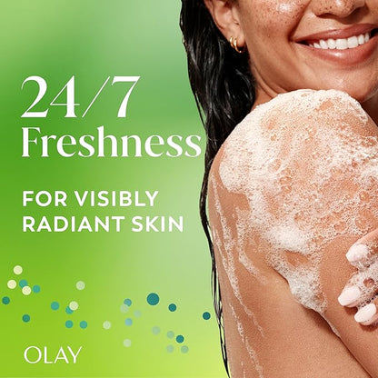Olay Body Wash for Women, 24/7 Skin-Loving Freshness, Miami Mocktails, Plant Based Cleansers, Vitamin B3 & Antioxidant Blend, For All Skin Types, Lime It Up with Lime & Bergamot Scent, 22 fl oz