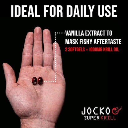 Jocko Fuel Antarctic Krill Oil Omega 3 Fatty Acid Supplements DHA & EPA - 1000mg Softgels - Supports Joints, Mobility & Mental Function (60 Softgels) (Pack of 2)