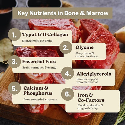MK Supplements Grass-Fed Bone & Marrow Capsules | Collagen Types I & II + Bone Peptides + Marrow | Whole-Food Calcium Matrix | New Zealand Raised | 135 Capsules