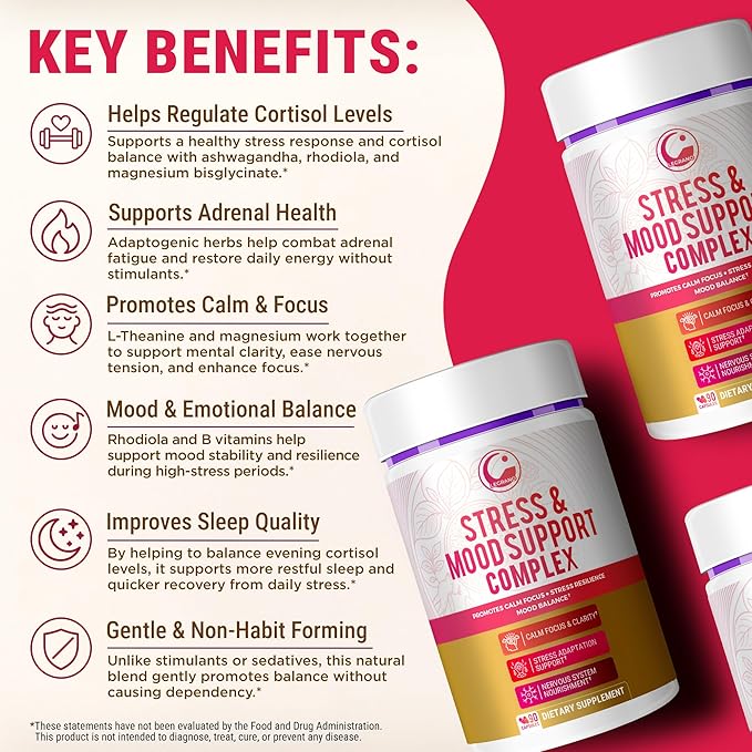 LEGRANO Cortisol Manager Supplements for Women & Men with Ashwagandha, L-Theanine, Magnesium Glycinate, Rhodiola, Ginseng – Cortisol Reducer & Adrenal Support – 90 Capsules – Calm, Focus, Balance
