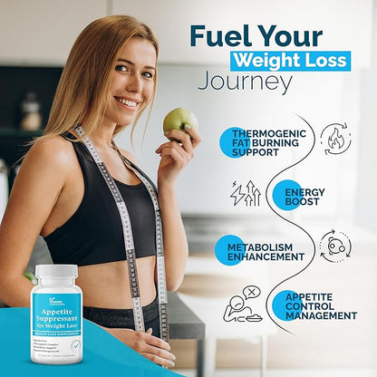 Appetite Suppressant for Weight Loss - Diet Pills for Women w/ Garcinia, Ginger Root, Guarana - Thermogenic Fat Burner & Metabolism Booster for Women & Men | Belly Fat + Energy Support, 30 Caps