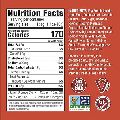 Wonderslim Protein Chips with Probiotics, BBQ | 12g Plant Protein, 170 Cal | High Protein Chips, Vegan, Gluten Free, Non-GMO | Made with Avocado Oil, No Seed Oils | 12 Pack