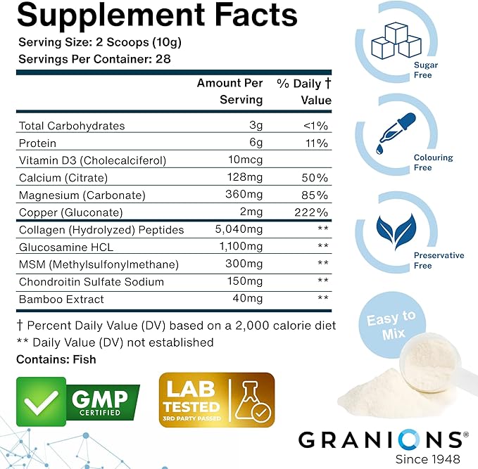 Granions Glucosamine Chondroitin MSM Complex Powder – Joint Supplements for Men and Women - Chondrosteo, Hydrolyzed Marine Collagen Peptides, Pack of 2 – Wild Berry Flavor, 19.8oz