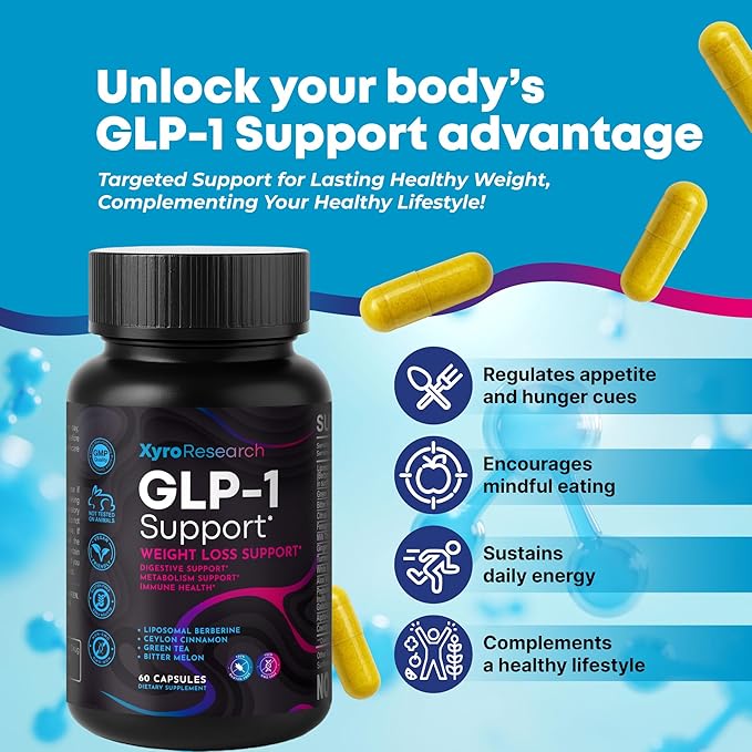 GLP-1 Support Weight Loss Supplement - Appetite Suppressant & Metabolism Booster to Support Natural Hunger Control Curb Cravings Burn Fat & Gut Wellness