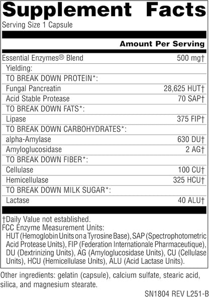 Source Naturals Essential Enzymes 500mg, Bio-Aligned Multiple Enzyme Supplement Herbal Defense for Digestion, Gas, Constipation & Bloating Relief - Digestive Aid* - 360 Capsules, 360 Servings