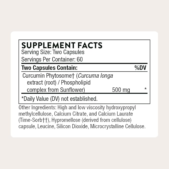 THORNE - Curcumin Phytosome 500 mg (Meriva) - Sustained Release, Clinically Studied - Supports Healthy Inflammatory Response in Joints, Muscles, GI Tract, Liver, Brain & Nerves* - 60 Servings