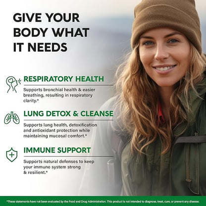 Mullein Lung Detox - Mullein Leaf Extract - Marshmallow Root | Echinacea | Oregano | Quercetin | NAC - 15-in-1 Lung Support & Cleanse for Smokers Supplement - Made in USA - As Drops - 60 Capsules