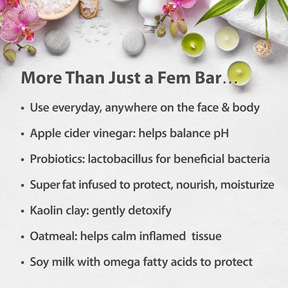 One With Nature Feminine Cleansing Bar, Fragrance Free Feminine Soap Bar, Oatmeal, 3.5 Oz (Pack Of 3)