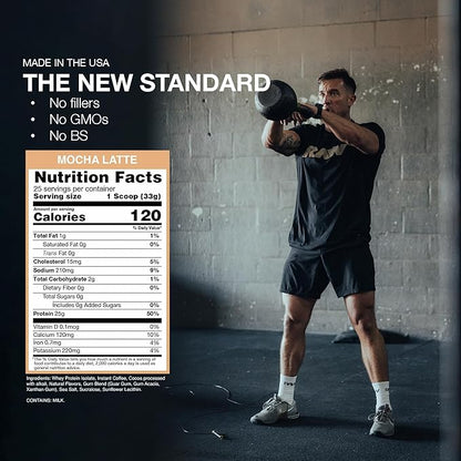RAW Whey Isolate Protein Powder, Mocha Latte (CBUM Itholate Protein) - 100% Grass-Fed Sports Nutrition for Muscle Growth & Recovery - Low-Fat, Low Carb, Naturally Flavored - 25 Servings