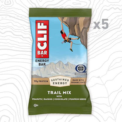 CLIF BAR - Energy Protein Bars - Trail Mix - Made with Organic Oats - Energy Bars - Non-GMO - (10 Pack)