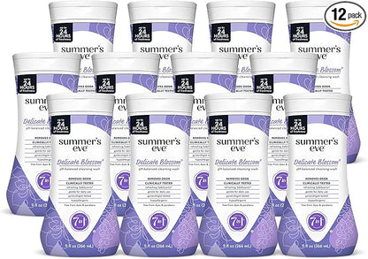 Summer’s Eve Feminine Wash, Delicate Blossom, Daily pH-Balanced Body Wash for Women, Feminine Care to Remove Vaginal Odor, Gynecologist Tested, 9 Fl Oz, Pack of 12
