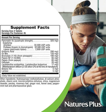 NaturesPlus Ultra-Zyme - 90 Tablets - Enzyme Supplement to Support Healthy Digestion - Gluten Free - 45 Servings