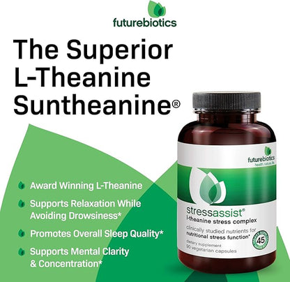 Futurebiotics Stressassist L-theanine Ashwagandha and Rhodiola Rosea Stress Complex - Natural Nutritional Stress Function, 90 Vegetarian Capsules