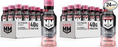 Muscle Milk Pro Series Protein Shake,Slammin' Strawberry,40g Protein,14 Fl Oz,(Pack of 24)