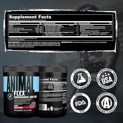 Animal Flex Powder - Joint Support Supplement for Pain Relief, Repair and Restore Muscles with Turmeric, Glucosamine, Chondroitin, MSM, Collagen and Boswellia, Great Tasting Cherry Flavor, 30 Scoops