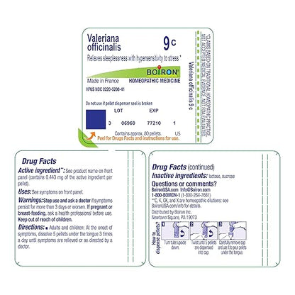 Boiron Valeriana Officinalis 9C for Sleeplessness with Hypersensitivity to Stress - 80 Pellets