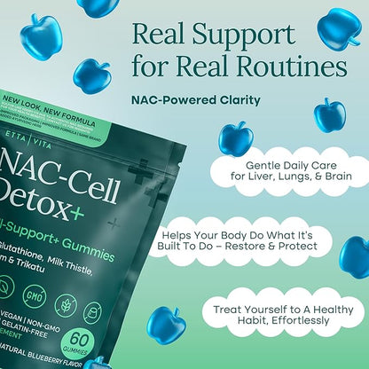 Sugar-Free NAC Gummies, N Acetyl Cysteine Supplement with Milk Thistle, Glutathione, & Selenium, NAC Supplement for Energy, Respiratory Health, Liver Detox & Cleanse, Kidney, Antioxidant Support