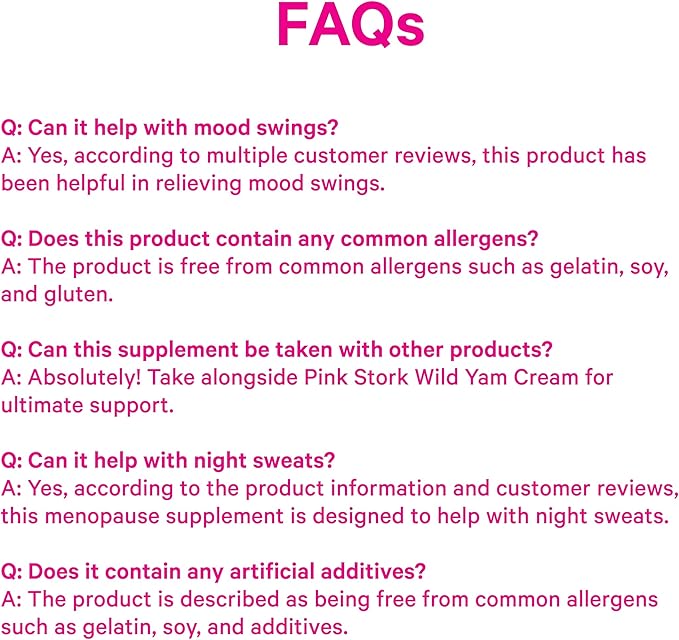 Pink Stork Menopause Support for Women - Hot Flash, Mood, Sleep, Weight, Cortisol & Hormonal Balance - Vegan, Estrogen-Free Perimenopause Relief - Ashwagandha, Maca - 60 Capsules
