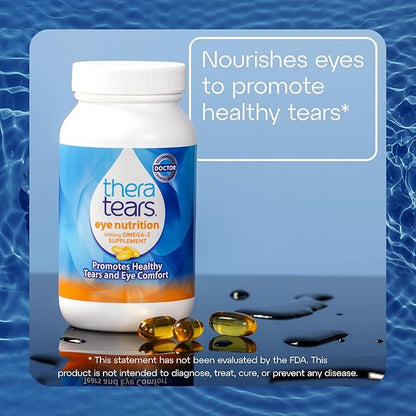 TheraTears Omega 3 Supplement for Eye Care,1200mg Fish Oil and Organic Flaxseed Oil with Vitamin E,180 Count (Pack of 2)