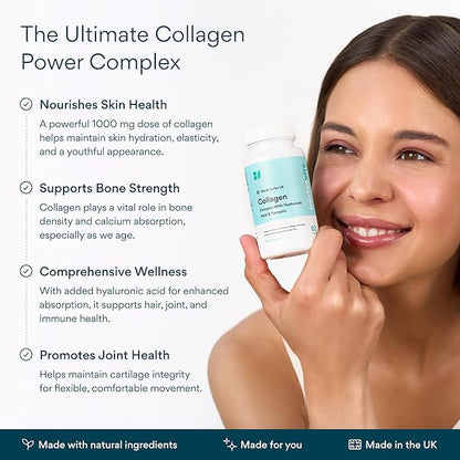 Bettervits Collagen Peptides Complex with Hyaluronic Acid & Turmeric | Hydrolyzed Marine Collagen Supplements for Women & Men | Collagen with Vitamin C for Skin, Hair, Nails & Joints – 60 Capsules