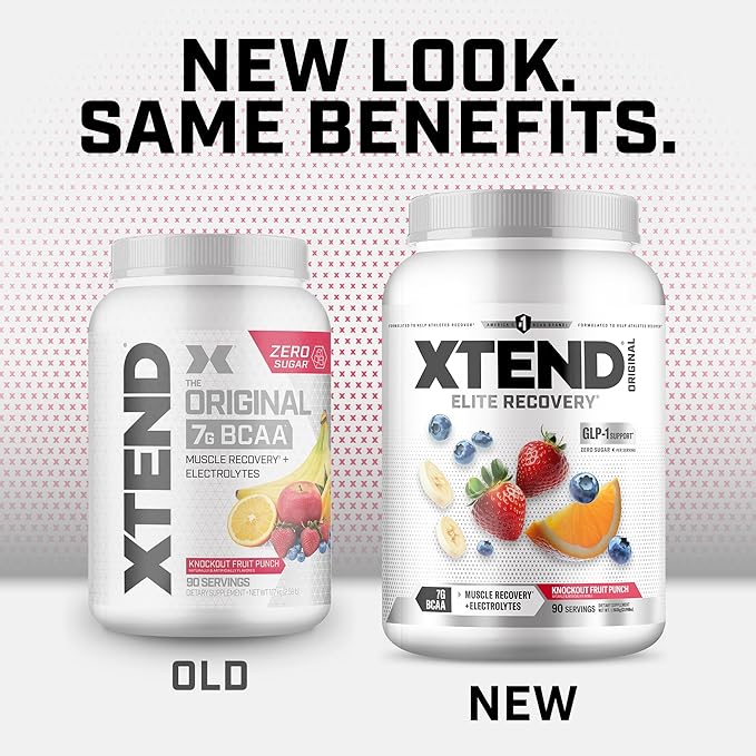 XTEND Original BCAA Powder Knockout Fruit Punch | Sugar Free Post Workout Muscle Recovery Drink with Amino Acids | 7g BCAAs for Men & Women | 90 Servings